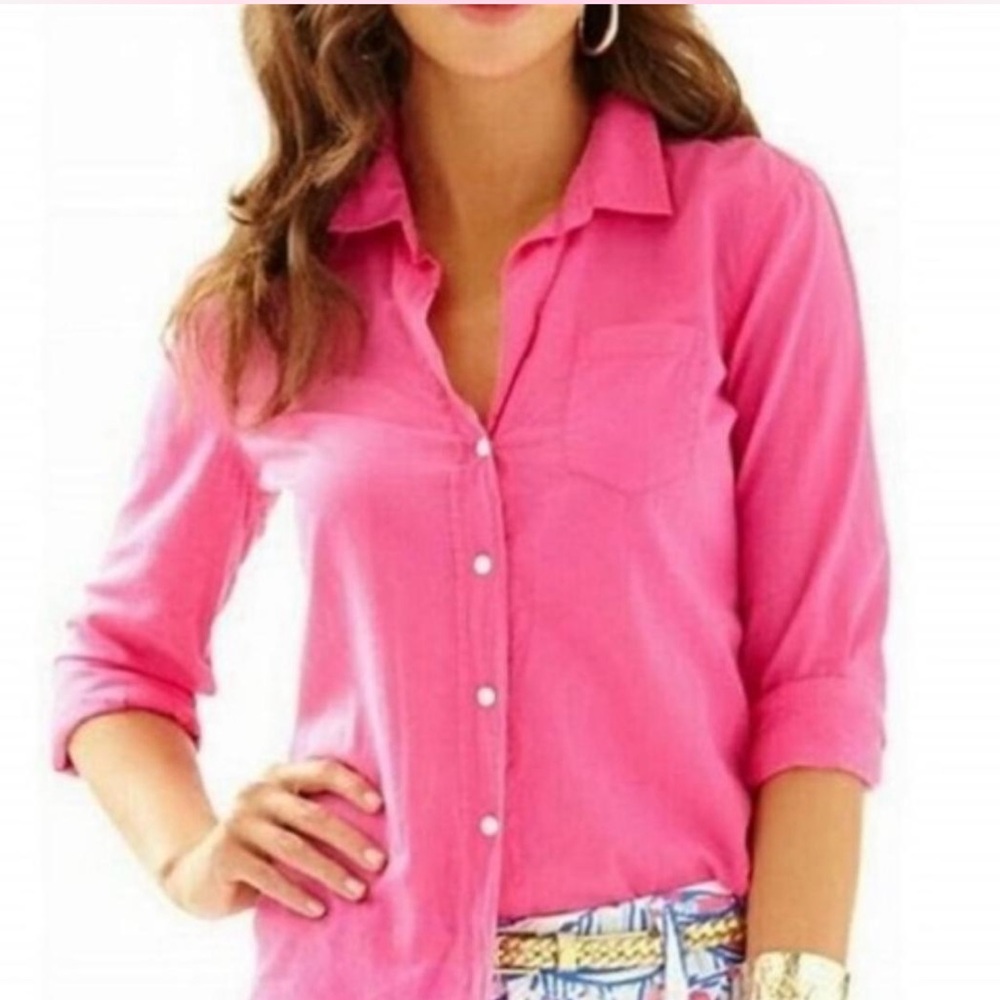 Lilly Pulitzer Vibrant Pink Button-Down Shirt